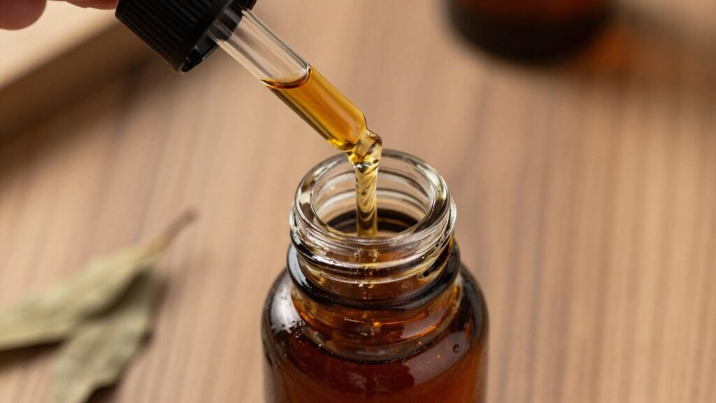 Bulk Clove Oil from Indonesia: What Importers Need to Know Before Ordering 4 Patchouli oil in a dropper and vial with dried leaves.